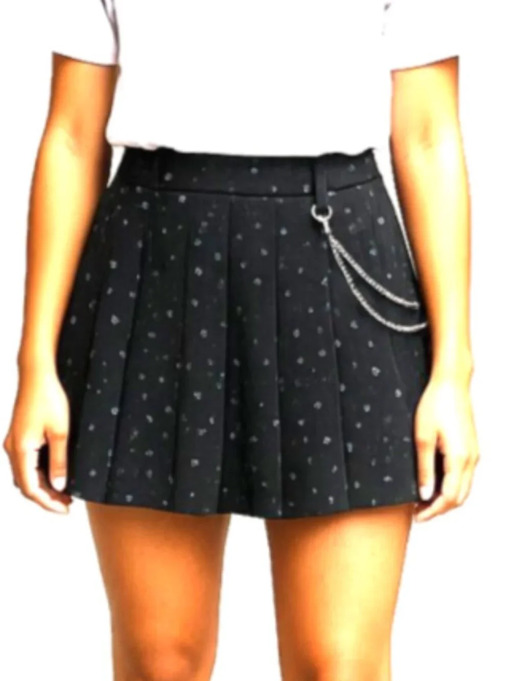 Tractr Girls Skort 10 Midnight Blue Star Print Pleated Raw Hem NWT Missing Chain